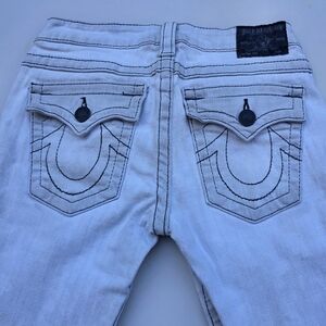 True Religion White Jeans with Black Contrast Stitching